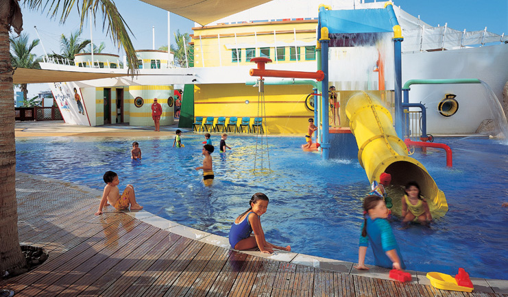 The Jumeirah Beach Hotel Dubai kids pool with slide and toy