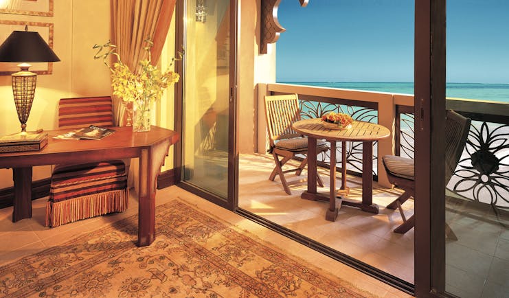 Madinat Jumeirah Dubai Al Qasr Ocean deluxe bedroom with balcony and sea view
