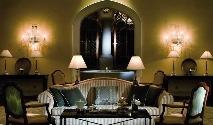 The Ritz-Carlton Dubai lounge with sofa and tea 