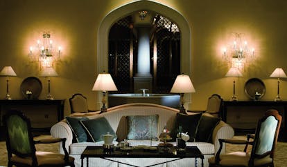 The Ritz-Carlton Dubai lounge with sofa and tea 