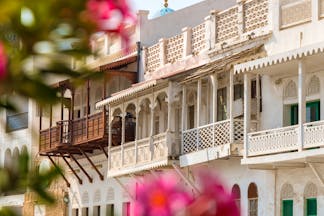 Balconies in traditional Arabian style in Oman