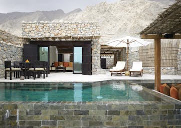 Six Senses Zighy Bay Oman pool villa stone villa with private pool terrace and loungers