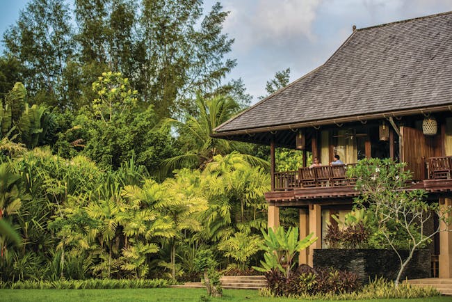 Four Seasons Langkawi Malaysia building hotel balcony view over lawns edge of rainforest