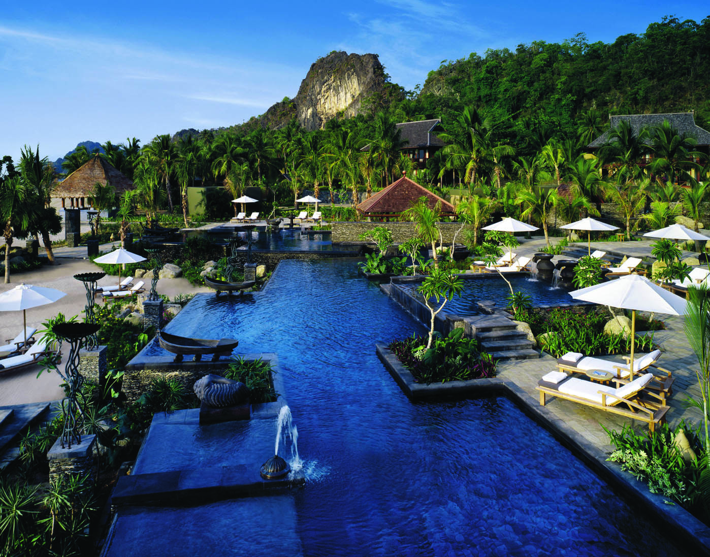 Four Seasons Langkawi Malaysia exterior pools hotel buildings tropical landscape