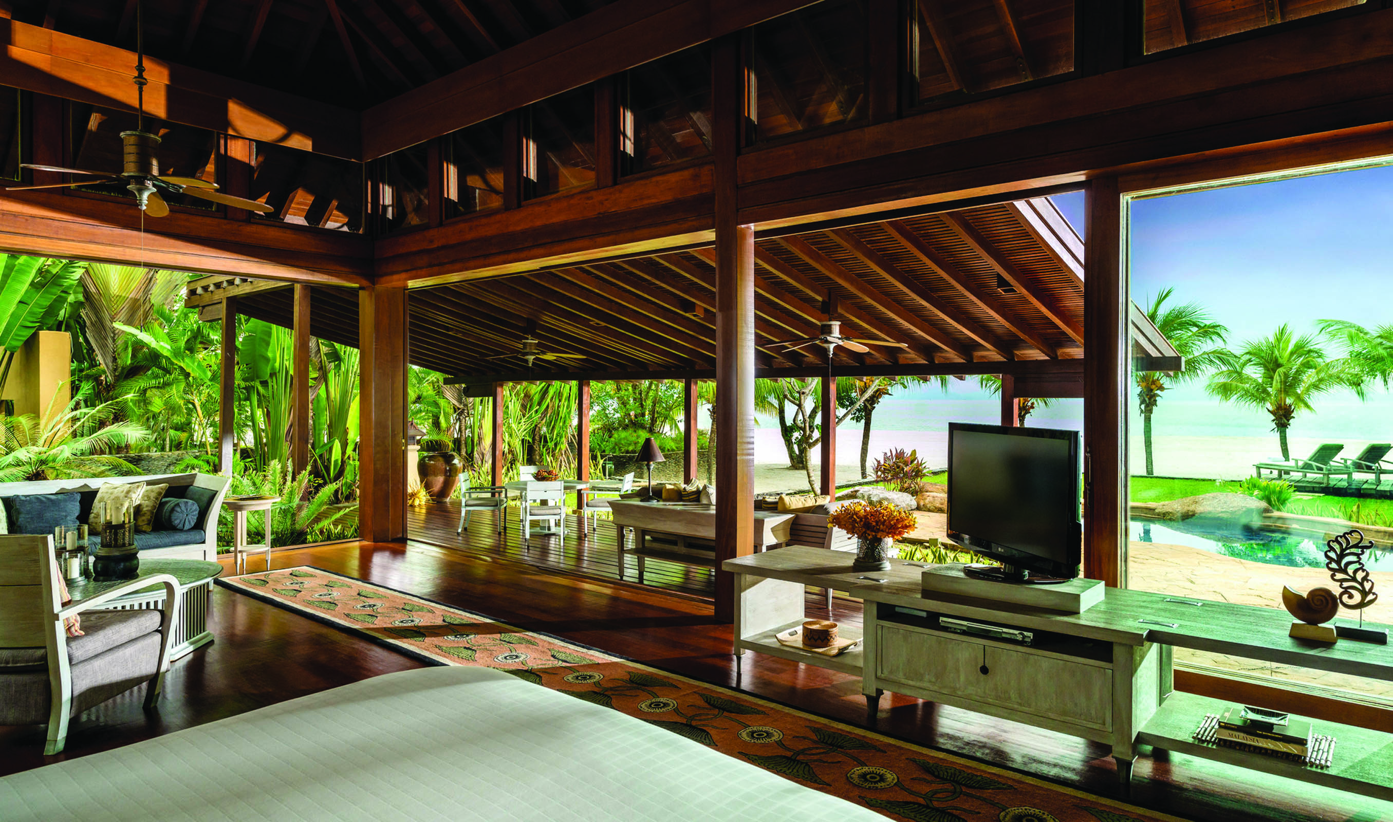 Four Seasons Langkawi Malaysia family beach villa interior living room private pool overlooking beach