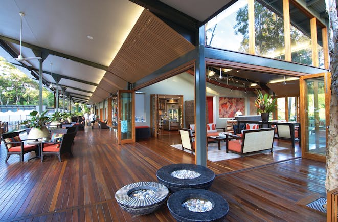 The Byron at Byron New South Wales veranda reception area and covered seating area 