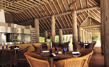 The Datai Malaysia beach bar indoor seating area thatched architecture