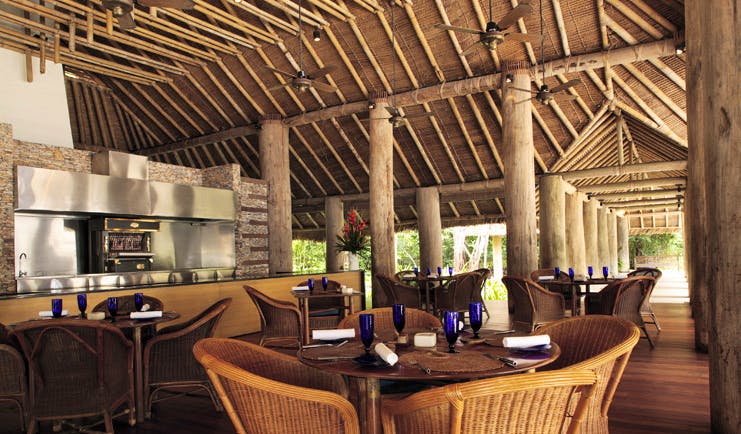 The Datai Malaysia beach bar indoor seating area thatched architecture