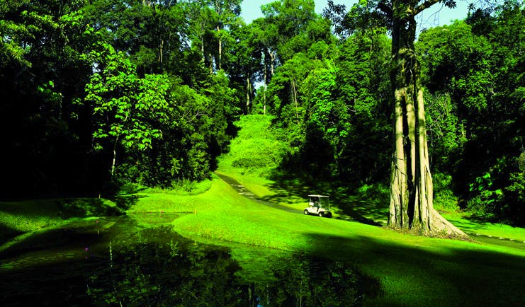 The Datai Malaysia golf course golf buggy lawns trees greenery