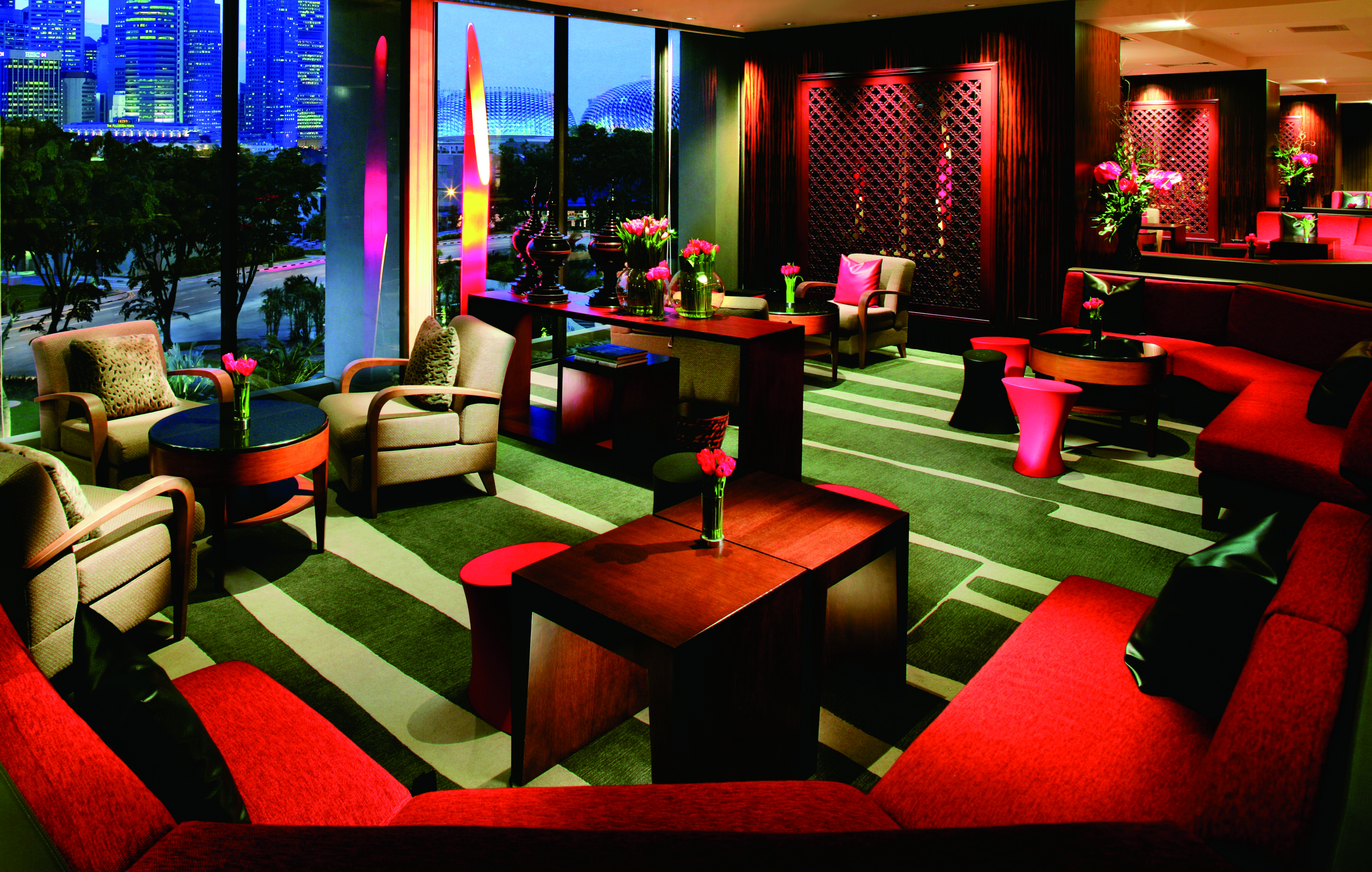 Mandarin Oriental Singapore lounge indoor communal seating area bright modern décor