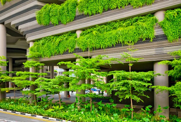 Architecture filled with green plants in Singapore