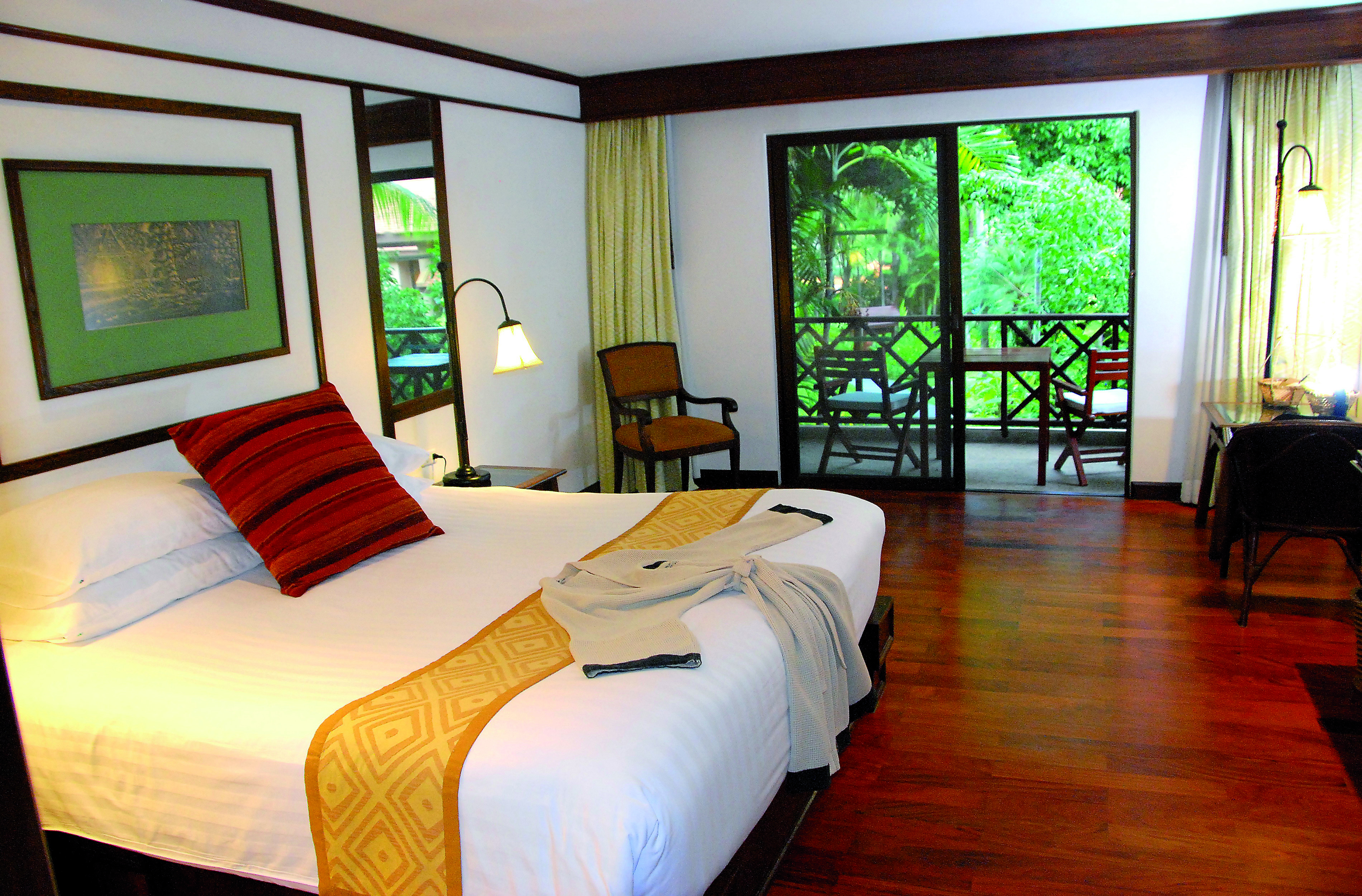 Anantara Hua Hin Thailand deluxe garden view guestroom bed access to private terrace modern décor