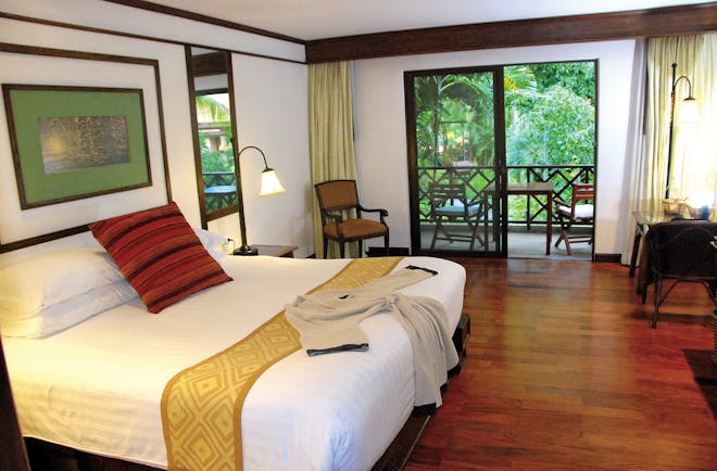 Anantara Hua Hin Thailand deluxe garden view guestroom bed access to private terrace modern décor