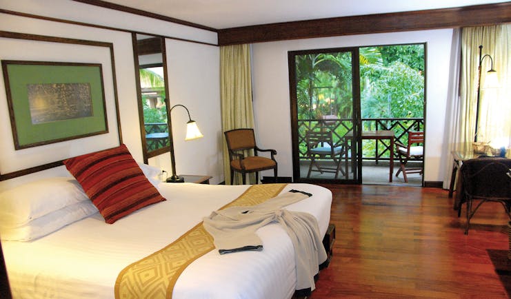 Anantara Hua Hin Thailand deluxe garden view guestroom bed access to private terrace modern décor