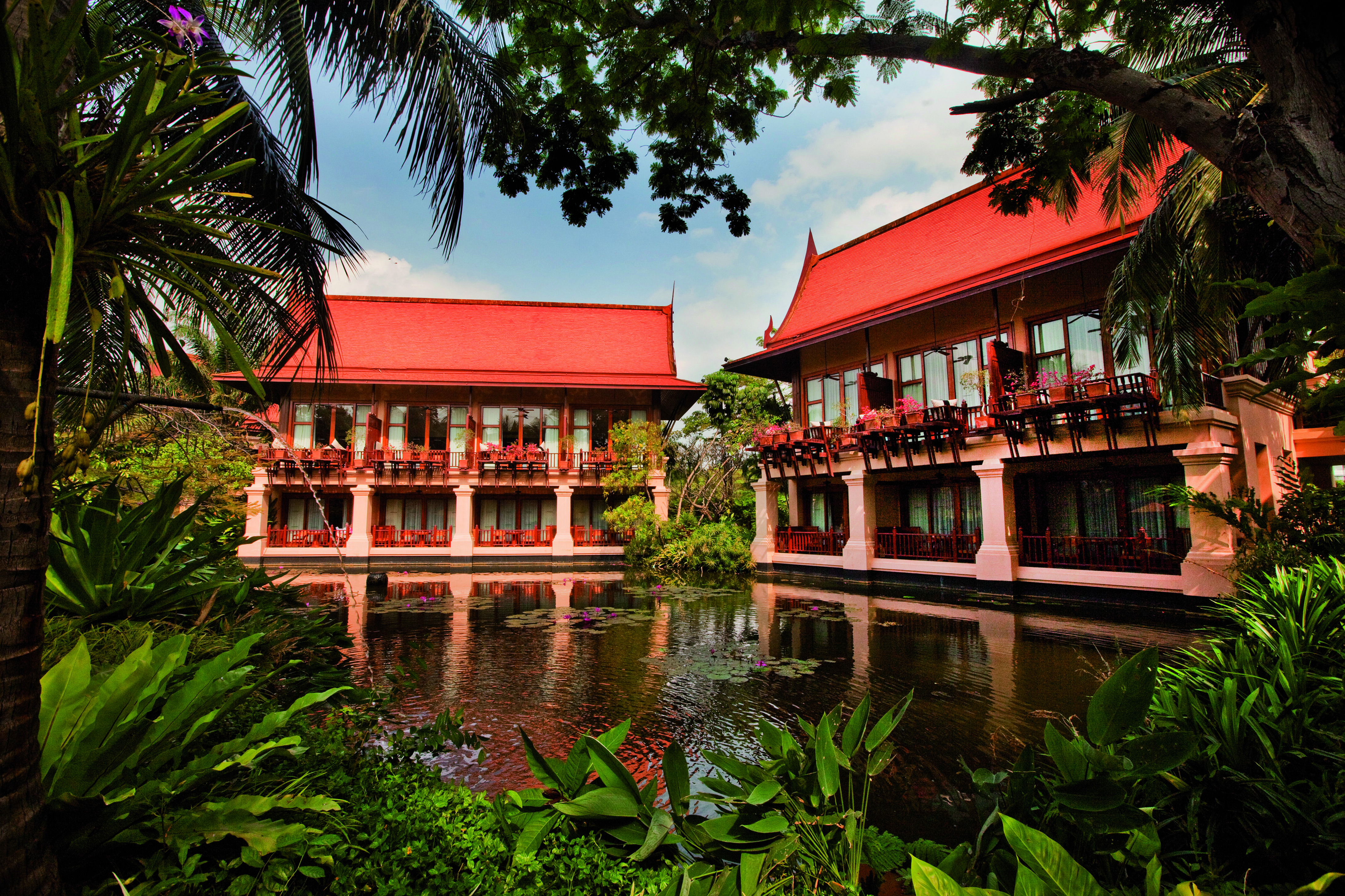 Anantara Hua Hin Thailand exterior hotel buildings overlooking ponds