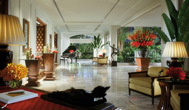 Anantara Siam Bangkok Thailand piano lobby grand piano seating area flowers