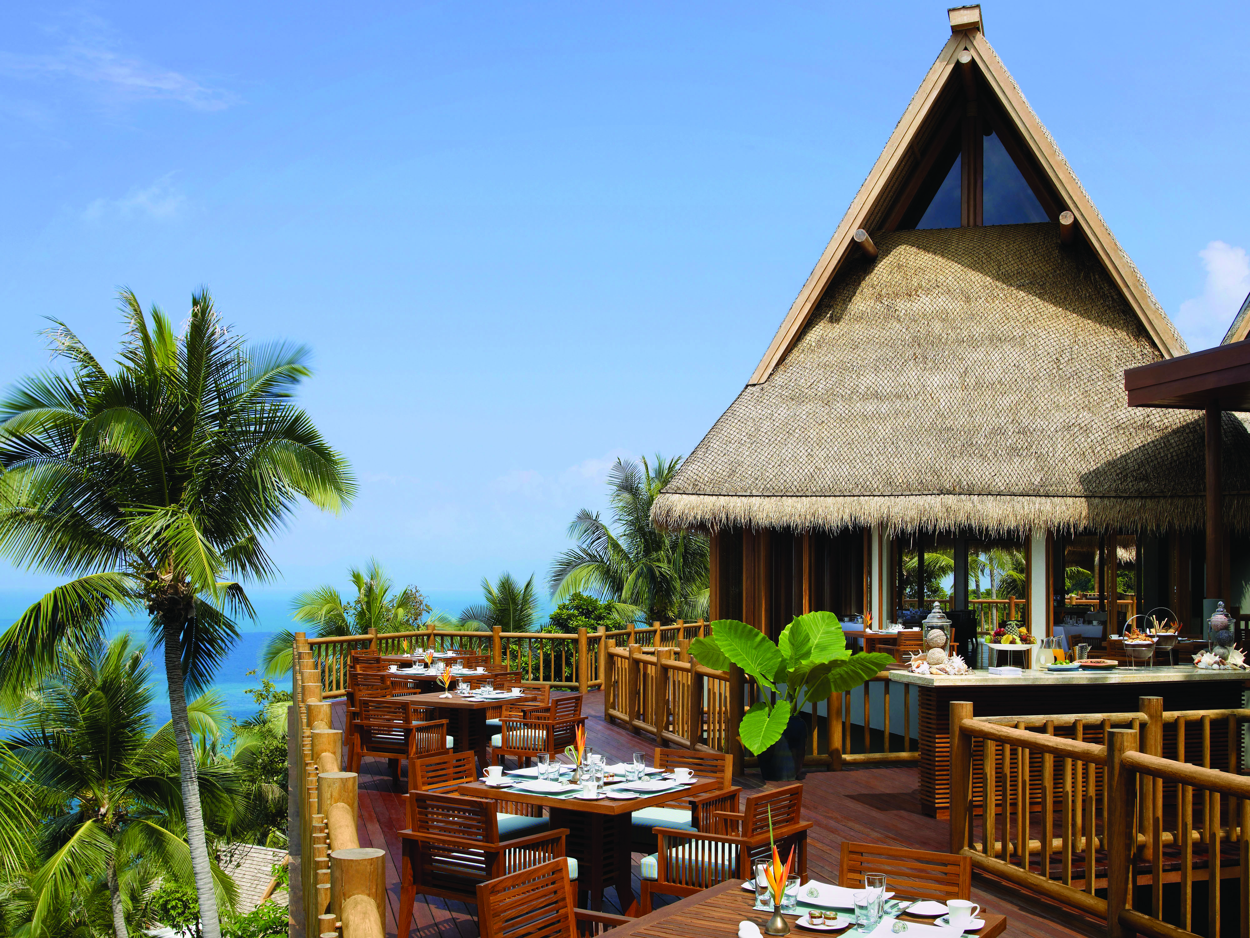 Four Seasons Koh Samui Thailand dining terrace overlooking beach