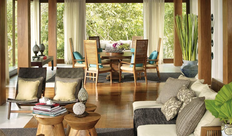 Four Seasons Koh Samui Thailand sofa dining table armchairs modern décor