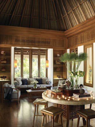 Four Seasons Koh Samui Thailand villa lounge sofa chair table elegant décor