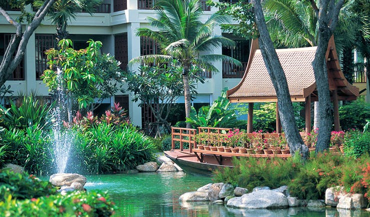 Hyatt Regency Hua Hin Thailand boat lagoon pond gardens pagoda