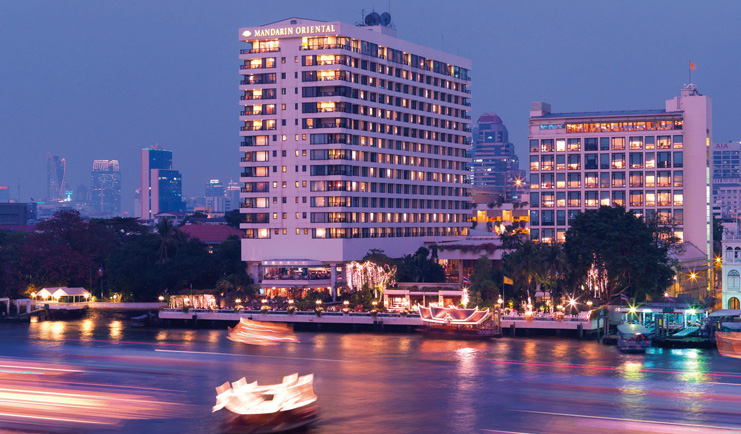 Mandarin Oriental Bangkok Thailand hotel exterior riverside view boats