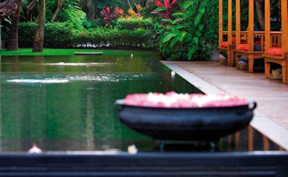 Mandarin Oriental Bangkok Thailand outdoor infinity pool gardens flowers