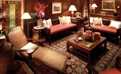Mandarin Oriental Bangkok Thailand Siam suite lounge sofas chaise longue opulent decor