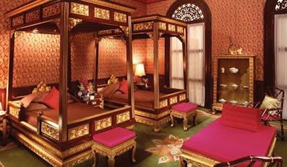 Mandarin Oriental Bangkok Thailand Somerset suite two four poster beds chaise longue opulent decor
