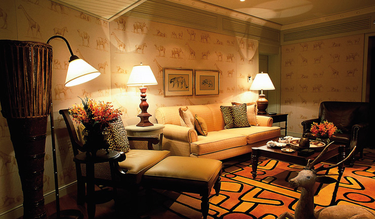 Mandarin Oriental Bangkok Thailand Wilbur Smith lounge sofas chaise longue safari decor