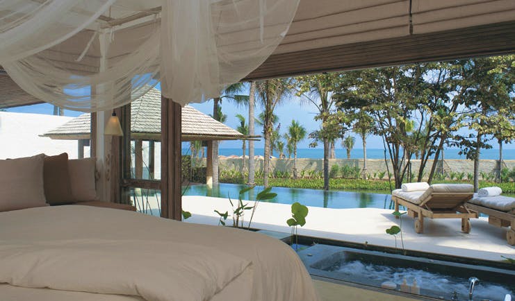 Six Senses Hua Hin Thailand pool villa suite bedroom bath outdoor pool loungers ocean view