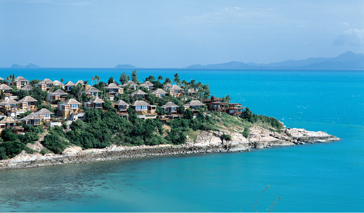 Six Senses Samui Thailand aerial view of villas on an island