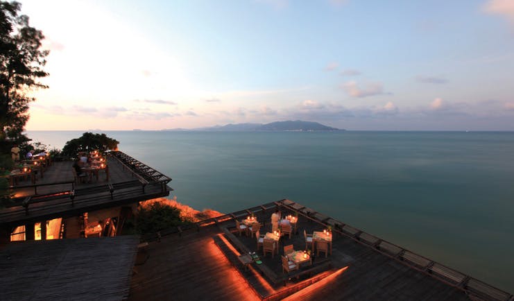 Six Senses Samui Thailand Dining on the Rocks rooftop dining ocean view