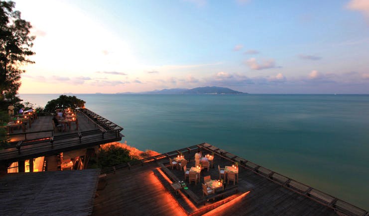 Six Senses Samui Thailand Dining on the Rocks rooftop dining ocean view