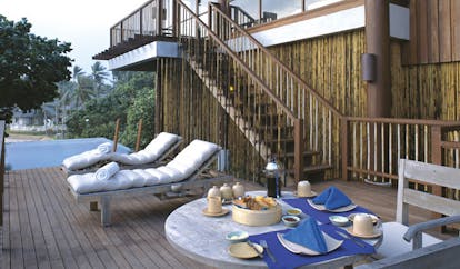 Six Senses Samui Thailand pool villa deck outdoor dining sun loungers plunge pool