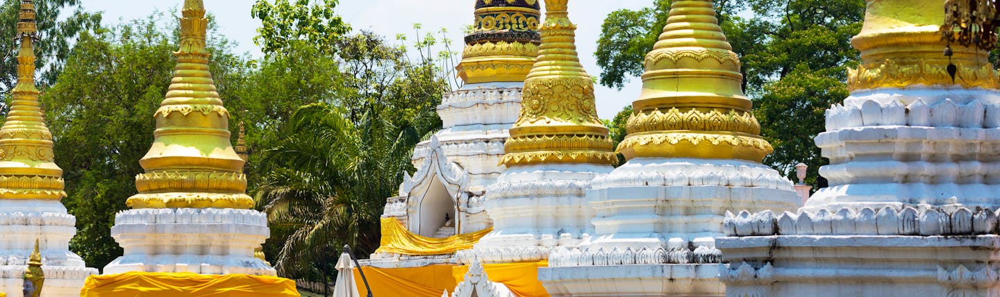 Pagodas in the temple Wat Jedee Sound in Thailand