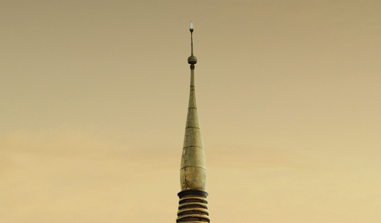 The Dhara Devi Thailand temple spire close up 