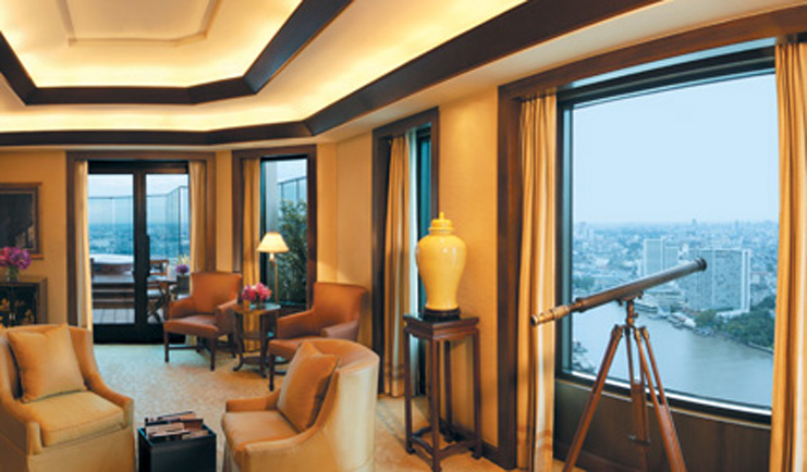 The Peninsula Bangkok Thailand grand terrace suite lounge telescope city and river views