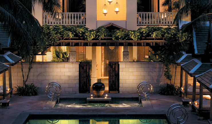 The Peninsula Bangkok Thailand spa exterior modern artwork outdoor pool cabanas