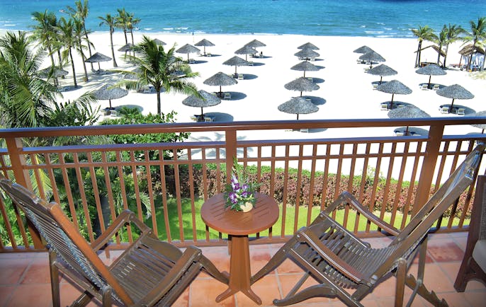 Furama Resort Vietnam ocean balcony outdoor private seating area overlooking beach