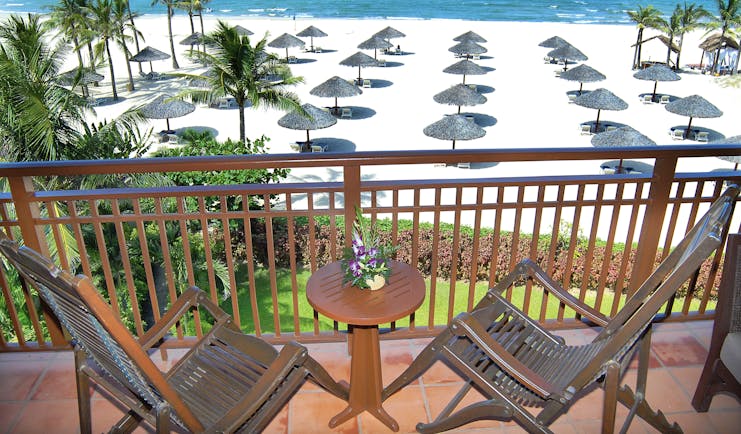 Furama Resort Vietnam ocean balcony outdoor private seating area overlooking beach