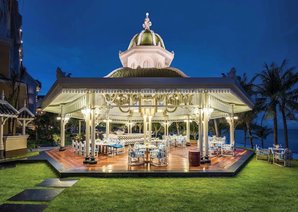 JW Marriott Phu Quoc Vietnam beach bar at night covered terrace bar overlooking beach