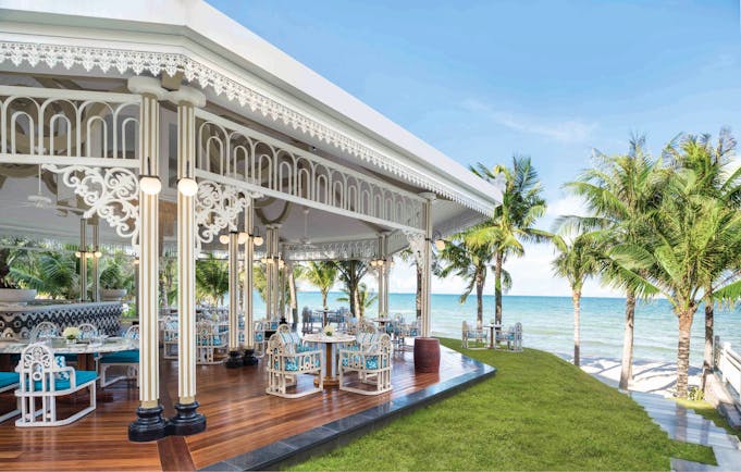 JW Marriott Phu Quoc Vietnam beach bar covered bar seating area overlooking beach