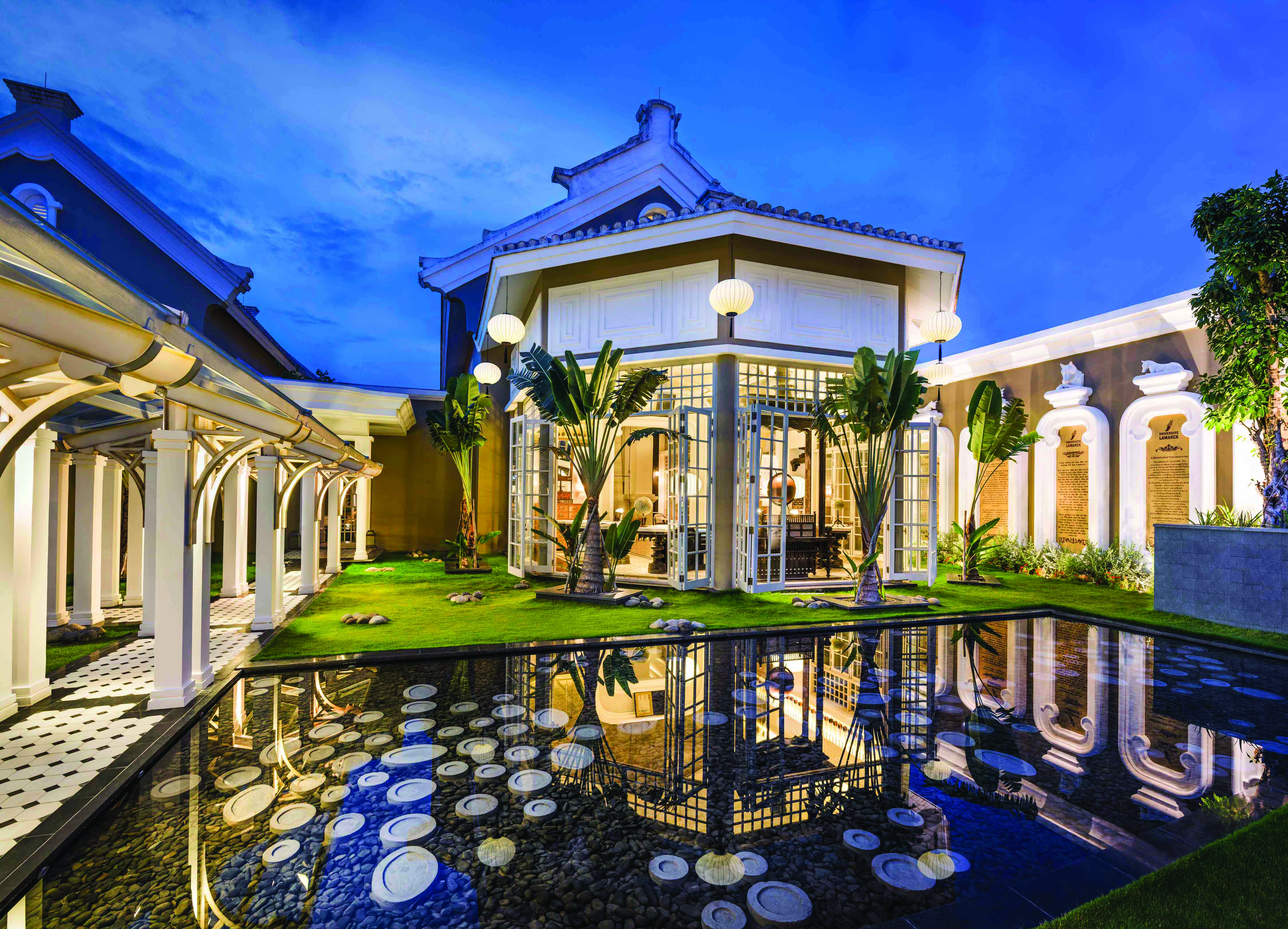 JW Marriott Phu Quoc Vietnam reception area buildings lawns water feature