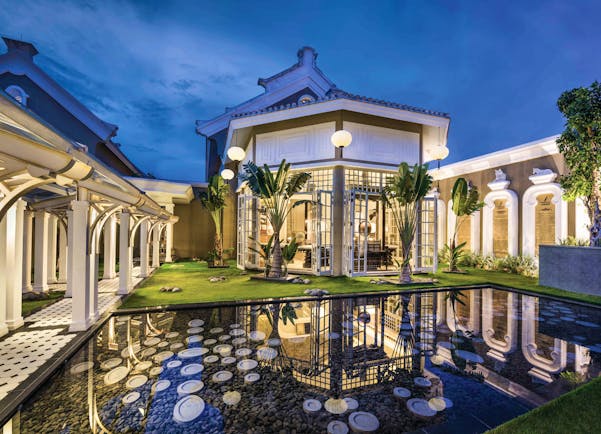 JW Marriott Phu Quoc Vietnam reception area buildings lawns water feature