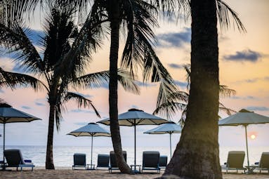 La Veranda Vietnam beach palm trees sun loungers umbrellas sand sea