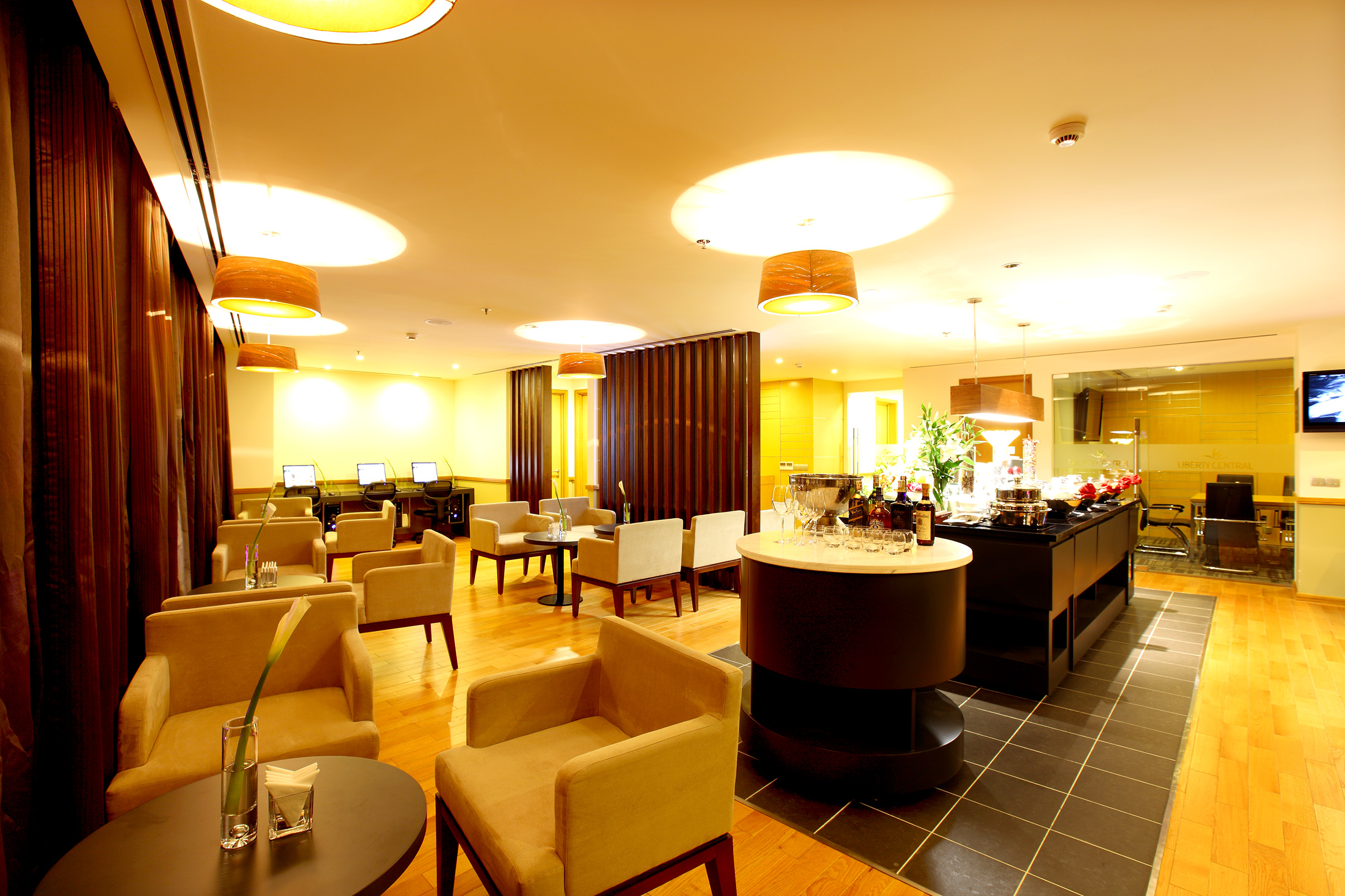 Liberty Central Saigon bistro, bar, modern decor, chairs and tables