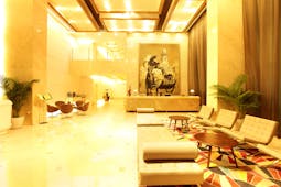 Liberty Central Saigon lobby, grand modern decor, reception desk, sofa, chairs