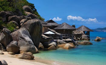 Six Senses Ninh Van Bay Vietnam beachfront villas surrounded by large rocks