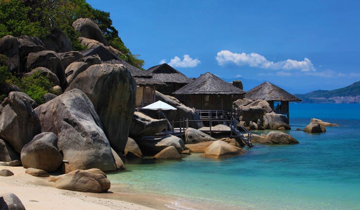 Six Senses Ninh Van Bay Vietnam beachfront villas surrounded by large rocks