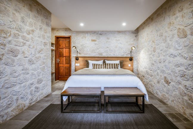 Topas Ecolodge suite bungalow bedroom, bed, modern decor